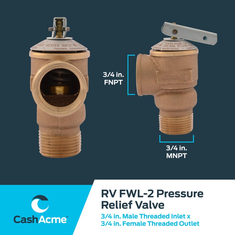 Cash Acme صمام تخفيف الضغط كاش أكمي 3/4 بوصة RV FWL-2، برونزي، 75 PSI، 14917-0075 - Image 5